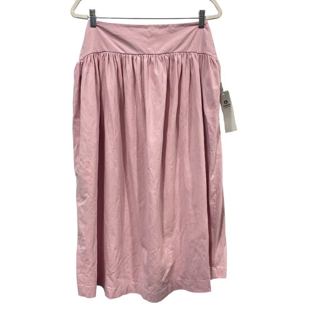 Mono B Midi Skirt Size Large Elastic Waist Pull On Supima Pink Feminine Chic NEW